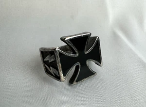 Anillo Cruz Hierro Motociclista G&S 1985 De Colección Esmalte Negro Talla 12 Chopper Lightning - Imagen 1 de 6
