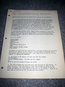 Apple Disk II Application Note - July 1978 Original - Picture 1 of 3