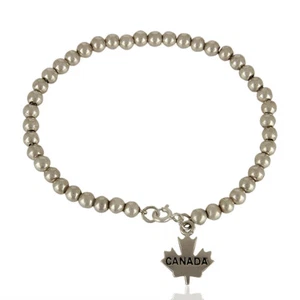 Canadian Maple Tree Leaf 925 Fine Silver Oxidized Designer Chain Bracelet - Picture 1 of 3
