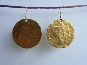 Messing gehämmert Ohrringe Kreis rund 3x Größen 3,7cm, 2,8cm, 2,2cm Durchmesser - Bild 1 von 6