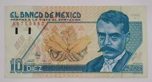 1992 Mexico 10 Pesos Banknote - Prefix A - P# 99 - Picture 1 of 7