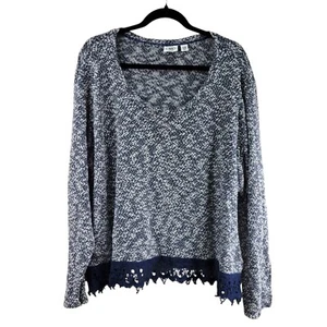 Cato Pullover Oberteil Größe 26/28 W Damen Übergröße Spitze am unteren Saum gebraucht, in einwandfreiem Zustand Langarm - Bild 1 von 8