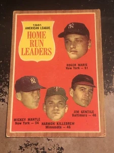 1962 Topps League Leaders Roger Maris Mickey Mantle Harmon Killebrew Jim Gentile - Picture 1 of 2