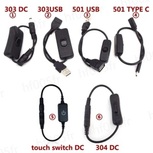 Power switch button DC USB male to female Connector Cable 5.5x2.1mm 5V 12V - Picture 1 of 6