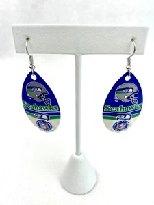 NFL Seattle Seahawks Team Logo Vintage Teardrop Spinner Women’s Hook Earrings - Picture 1 of 1