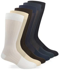 3 Pair Jefferies Socks Mens Sheer Nylon Thick-n-Thin Tall Mid Calf Dress Socks - Picture 1 of 7
