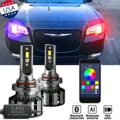 2x Bombillas LED de faros de haz alto/bajo de control telefónico RGB para Chrysler 300 2016-2019 Foto 1 de 4