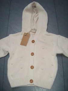 Cardigan nuovo * GUAPOO * taglia 6-9 beige + cappuccio con etichetta - Foto 1 di 12