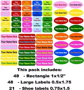 Camp Pack Waterproof Name Labels. Personalized Stick On Clothing Labels - Picture 1 of 9