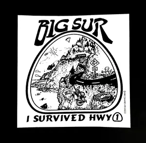 Funny BIG SUR Surfers, Aliens & Snakes Sticker/Decal Vintage 4.25"x4.25" Sticker - Picture 1 of 1