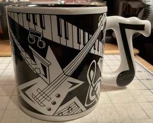 Vintage Russ Berrie mug Music Note Handle Coffee Cup Instrument Musician - Picture 1 of 6