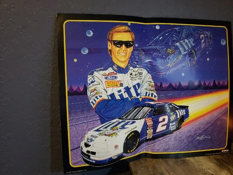 Rusty Wallace, Sam Bass Poster 1997, "Lite Up The Night" 20" X 16", NASCAR Cover