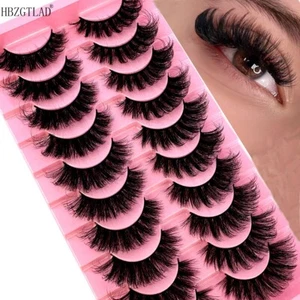Cat Eye Lashes Natural Mink Eyelashes Medium Length False Eyelash 10 Pairs Curly - Picture 1 of 19