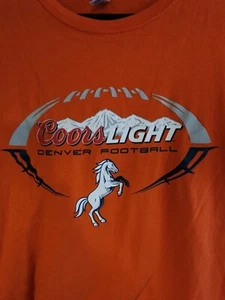 Denver Broncos Football Orange Coors Light Unisex Large T-Shirt Gildan Softstyle - Picture 1 of 10