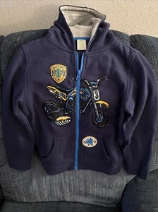 Mix & Match Navy Zip Up Boys Hoodie With Dirt Bike Size 7 - Picture 1 of 2