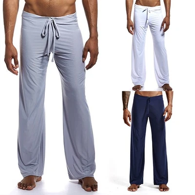 Pantalones de yoga lisos para correr color suelto con cordón para hombre informales pantalones de cintura baja Foto 1 de 4