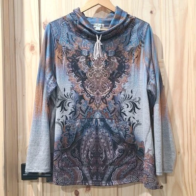 Sudadera World Unity Cuello Capucha Artística Cachemira Estampado Floral Boho Hippie Talla 2X Foto 1 de 4
