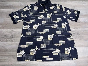 Vintage Dockers Golf Polo Mens Size M Shirt All Over Print Preppy Casual 90s Y2K - Picture 1 of 8