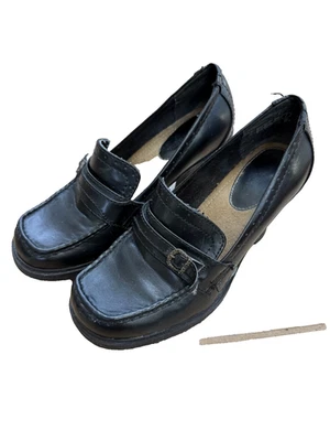 Tacones mocasines negros estilo vintage para mujer talla 7 grueso tacón bloque preparación Foto 1 de 4
