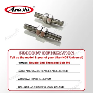 Arashi Footrest Replacement Part Double End Threaded Bolt M6 Universal Fitment - Picture 1 of 2