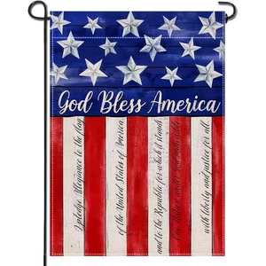 *NEW* PATRIOTIC ~ GOD BLESS AMERICA ~ PLEDGE OF ALLEGIANCE ~ GARDEN FLAG ~ 12x18 - Picture 1 of 1