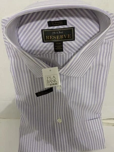 Joseph A Banks Men's Reserve Dress Shirt Long Sleeve Sz 17-36 Purple Stripe - Picture 1 of 8