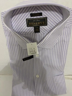 Joseph A Banks Men's Reserve Dress Shirt Long Sleeve Sz 17-36 Purple Stripe - Image 1 of 4