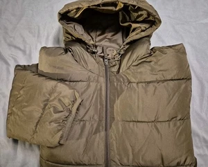 OLD NAVY HOODED QUILTED PUFFER JACKET JACKET COFFEE GROUNDS WINTER 2024 $70 NWT! - Picture 1 of 10