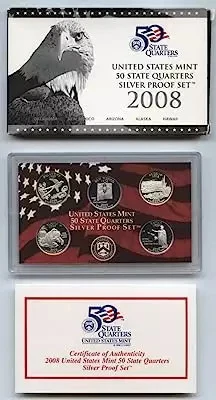 2008 Silver Quarter Proof Set - 5 Piece Quarter Silver ($1.25 FV) - Set - Image 1 of 1