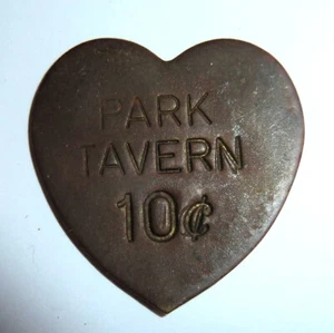 Trade Token Maverick LITCHFIELD Illinois Park Tavern GF 10c Heart Shape - Picture 1 of 2