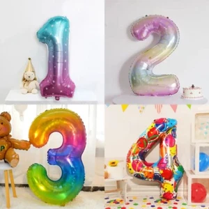 40" inch Giant Foil Number DIY Inflating Balloons Birthday Age Party Wedding - Picture 1 of 32