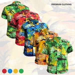 2025 PARA HOMBRES Fiesta CAMISA HAWAIANA DESPEDIDA DE SOLTERO PALMERA ALOHA VACACIONES PLAYA Vestido Elegante - Imagen 1 de 6