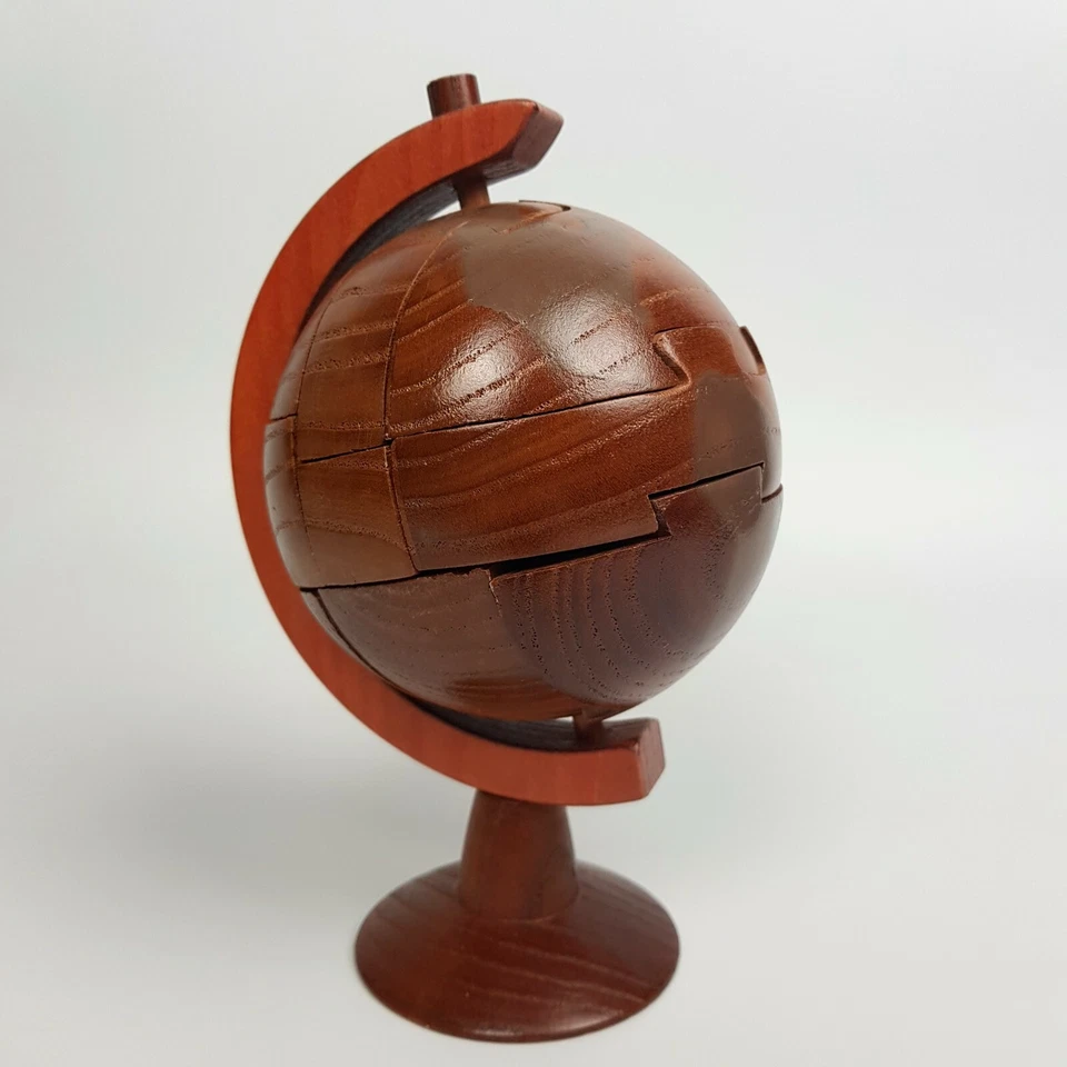 SCULTURA Mappamondo Legno Puzzle Legno 3D Rompicapo Adulti Bambini idea regalo - Immagine 1 di 4