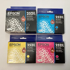 (Lot of 4) Genuine Epson 252XL Black & Color Ink Set ALL XL - EXP (2021 - 2024) - Picture 1 of 10