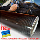 Pellicola adesiva CARBONIO NERO lucido 5D cm 50x200 car wrapping auto moto