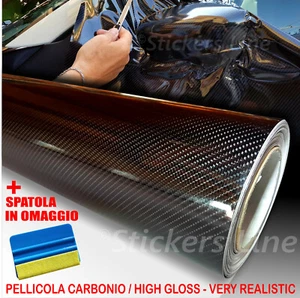 Pellicola adesiva CARBONIO NERO lucido 5D cm 50x200 car wrapping auto moto - Imagen 1 de 10