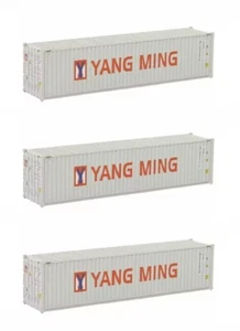 Yang Ming HO Scale 1:87 40ft Hi-Cube Shipping Container 3 Pack Evemodel - Picture 1 of 2