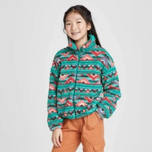 Art Class Girls Teal/Orange Front-Zip Fleece Lined Jacket 6-6X Small, 10-12 L - Picture 1 of 1