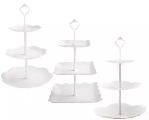 3 Pack 3 Tiers White Plastic Cupcake Stand Dessert Stand Tiered Serving Trays - Picture 1 of 7