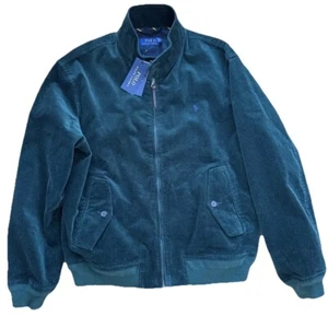 NWT Polo Ralph Lauren Corduroy Bomber Full Zip Jacket Men Green Lined Large - Picture 1 of 9