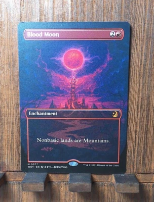 MTG, Blood Moon, ANIME BORDERLESS FULLART, Enchanting Tales WOE, Pack Fresh. - Image 1 of 2