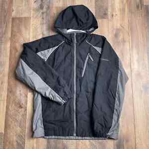 Vintage 90s Y2K Columbia Rain Jacket Youth XL Black Windbreaker Hooded 2114