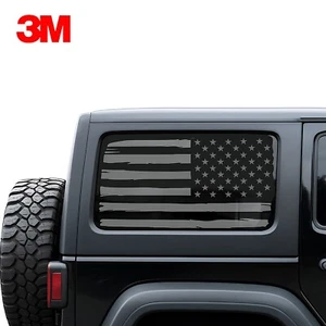 Wrangler 18-25 Rear Window American Distressed Flag 2Pcs Decal Vinyl Sticker - Picture 1 of 13