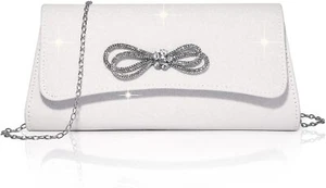Women's Evening Handbag, Sparkly Bow Clutch Purse Formal Party Cocktail Wedding - Picture 1 of 6