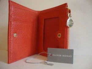 Oliver Bonas FOLDING ORANGE KINLEY PURSE + 5 C/CARD SLOTS + ZIP-BNWT