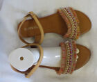 Anna Slingback Sandals Size 10 M NWOT Tan Fringe Front Embellished Beads Spangle