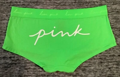 Calcinha curta Victoria's Secret rosa logotipo menino neon limão G nova com etiquetas - Imagem 1 de 4