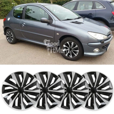 For Peugeot 206 207 208 15" 4Pcs Wheel Hubcaps Covers Snap On Fit R15 Tire Rim - Image 1 of 4