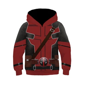 Kids Deadpool & Wolverine Cosplay Hoodie Child Wade Winston Wilson Pullover Coat - Picture 1 of 4