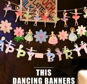 Happy Birthday Party Ballet Dinosaur Fireman Truck Banner flag Bunting pennants - Picture 1 of 56